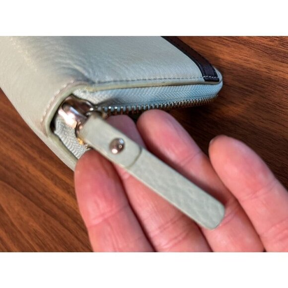 Kate Spade Wallet OS Green Leather Black Bow Zip Around Metallic Preppy Retro 80 - Picture 8 of 15